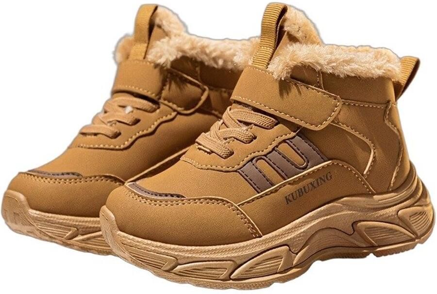 Currero Snowboots Meisjes Sneeuwlaarzen Kinderen Winterlaarzen Meisjes Gevoerde Winterschoenen Waterdicht Antislip Zool Warm Gevoerd Kinderlaarzen Geelbruin