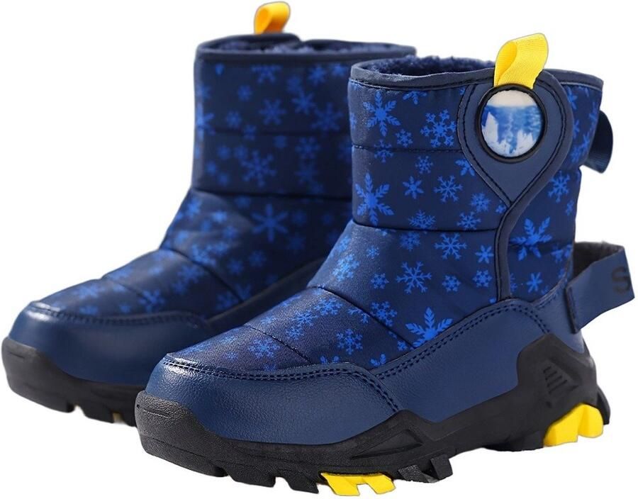 Currero Snowboots Meisjes Sneeuwlaarzen Kinderen Winterlaarzen Meisjes Gevoerde Winterschoenen Waterdicht Antislip Zool Warm Gevoerd Kinderlaarzen Zee Blauw