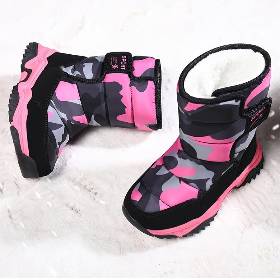 Currero Snowboots Meisjes Sneeuwlaarzen Kinderen Winterlaarzen Meisjes Gevoerde Winterschoenen Waterdicht Antislip Zool Warm Gevoerd Kinderlaarzen Militair Groen