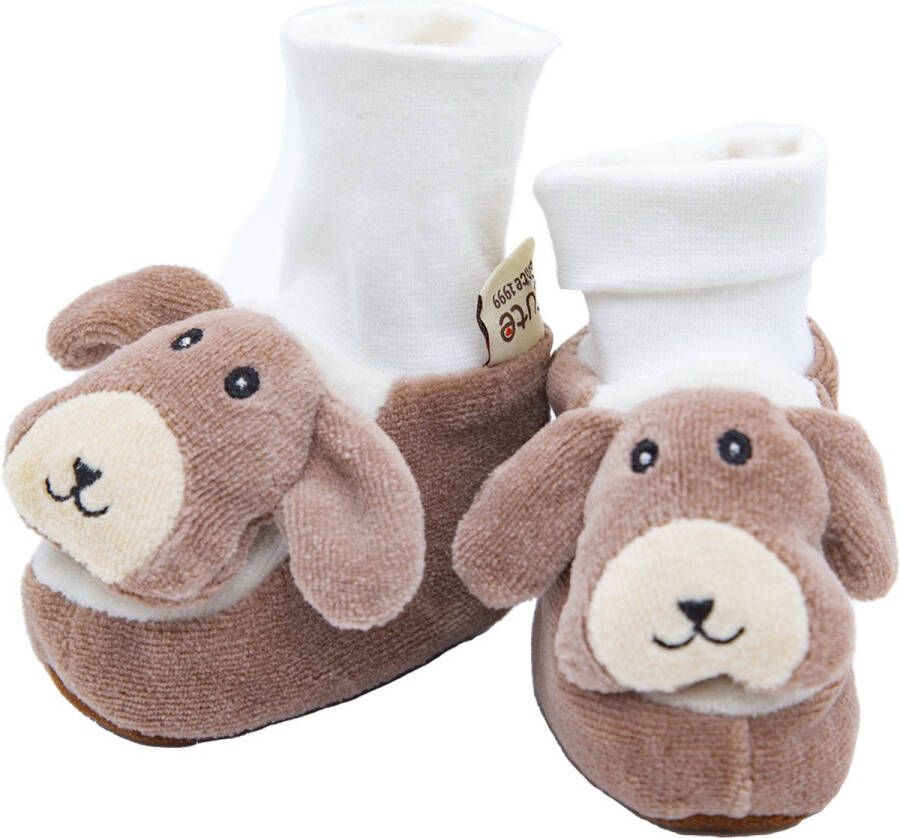 Cute since 1999 Organisch Dierenschoentjes voor baby Bruine hond