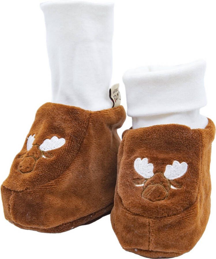 Cute since 1999 Organisch Geborduurde Babyschoentjes Bruin rendier