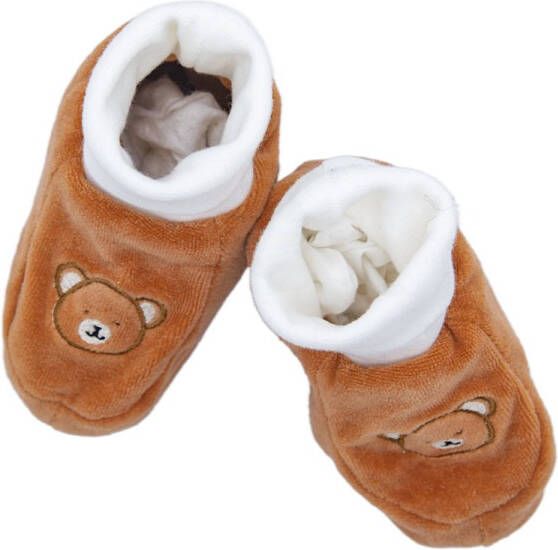 Organisch Geborduurde Babyschoentjes Bruine Beer