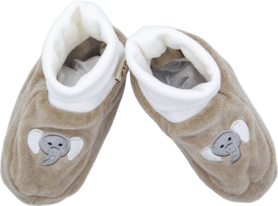 Organisch Geborduurde Babyschoentjes Grijze olifant