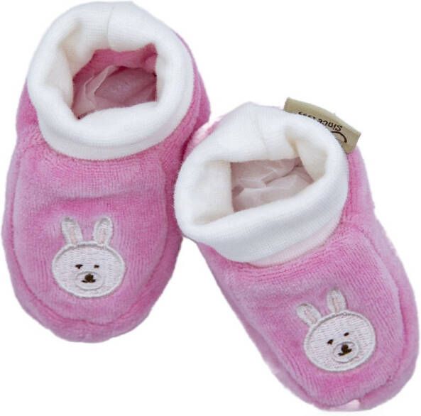 Organisch Geborduurde Babyschoentjes Roze Konijn