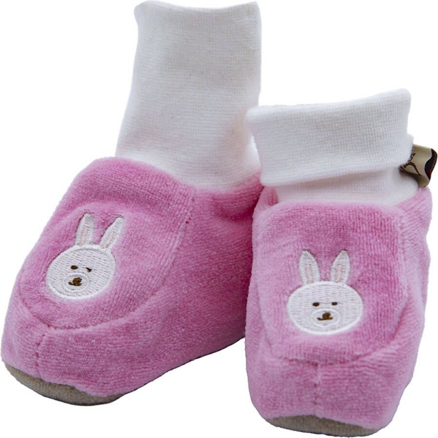 Cute since 1999 Organisch Geborduurde Babyschoentjes Roze Konijn