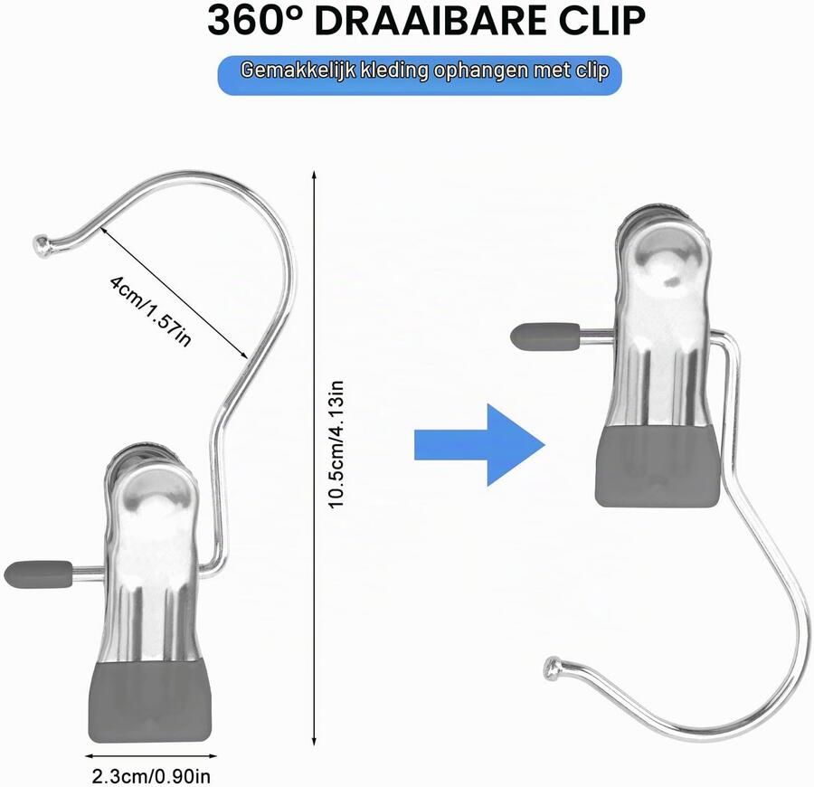 Dailygoods- Klemhaken 30 Stuks Kleding Clips voor Tailleren Duurzaam Materiaal Soft Grip Antislip Voor Binnen Buiten Gebruik Kledingclips