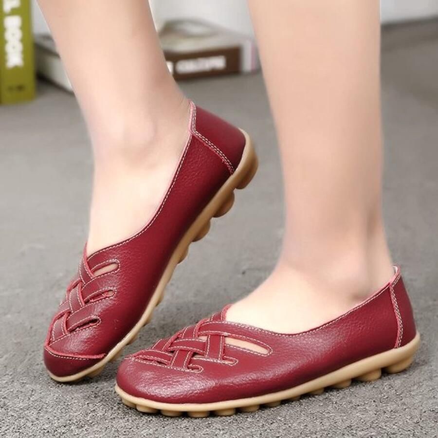 Dailygoods- Loafers Dames Comfort abel Lederen Instappers Ronde Neus Moccasins