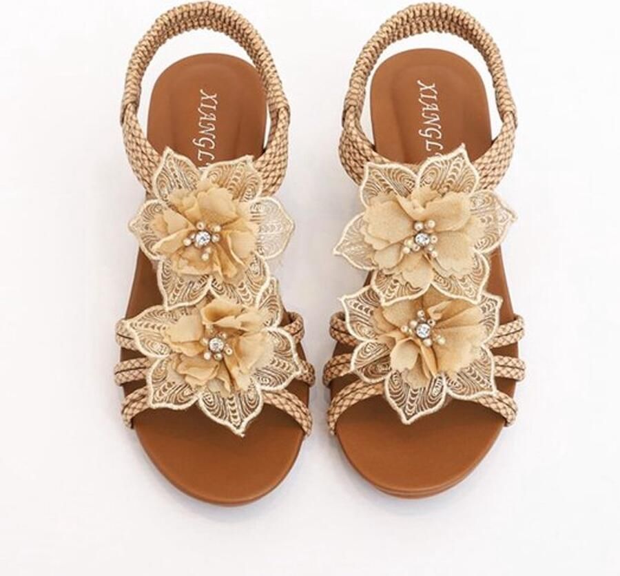 Dailygoods- Sandalen Dames Zomer Dailygoods- Sandalen Zomer Sleehak Dames Sandalen Bloem Decoratie Casual Mode