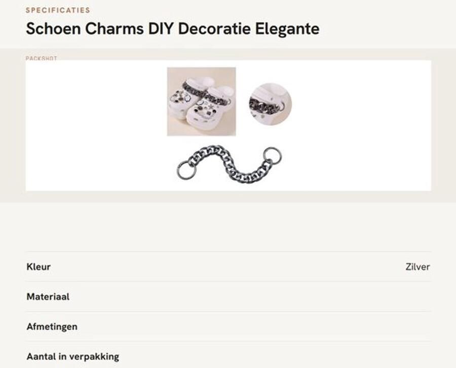 Dailygoods- Schoen Charms 2 Stuks DIY Decoratie Metalen Kettingen
