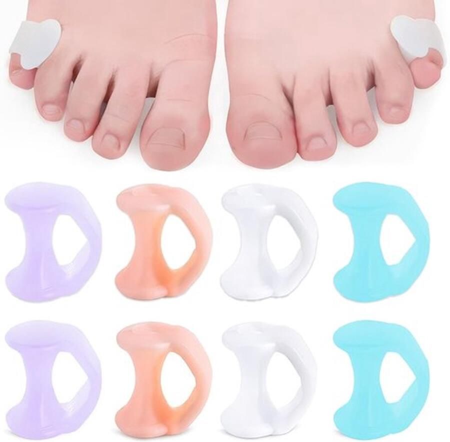 Teenslippers 4 Paar Teenbeschermer Teenspreader Siliconen Pijnverlichting Overlappende Tenen Scheiden Herbruikbaar Teenspreider
