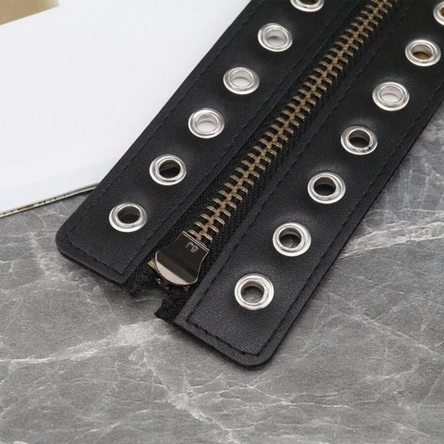 Dailygoods- Rits Inserts Zwart Lederen 8 Paar Oogjes Geschikt Voor Winter