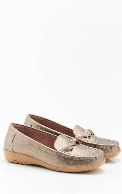 Damart Amortyl mocassins van generfd leer Dames Grijs