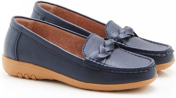 Damart Amortyl mocassins van generfd leer Dames Blauw