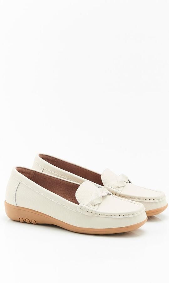 Damart Amortyl mocassins van generfd leer Dames Wit