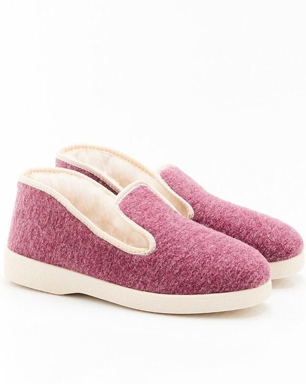 Damart Charentaise pantoffels met ruit of effen Thermolactyl Dames Roze