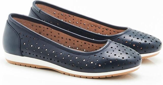 Damart Climatyl ballerina's met bovenwerk van geperforeerd leer Dames Blauw