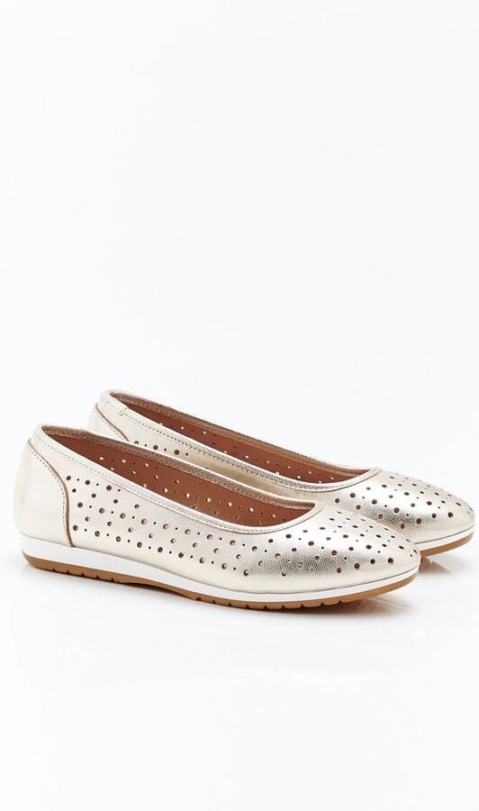 Damart Climatyl ballerina's met bovenwerk van geperforeerd leer Dames Goudkl