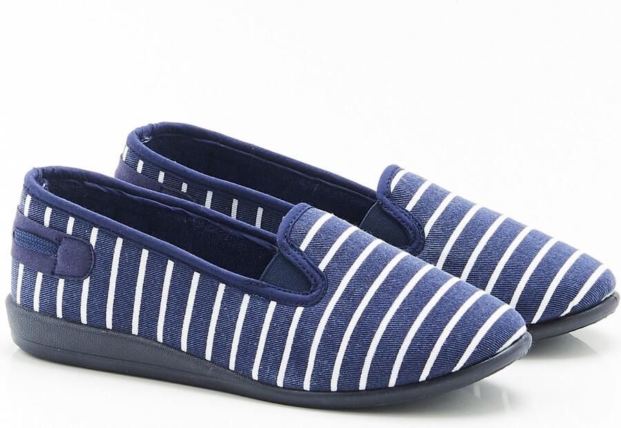 Damart Gestreepte pantoffels Dames Blauw