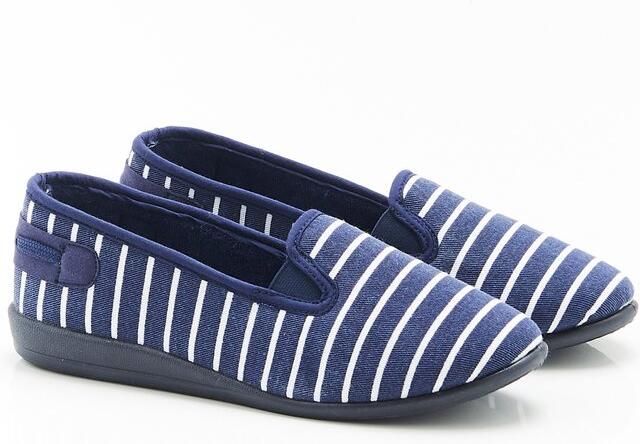Damart Gestreepte pantoffels Dames Blauw