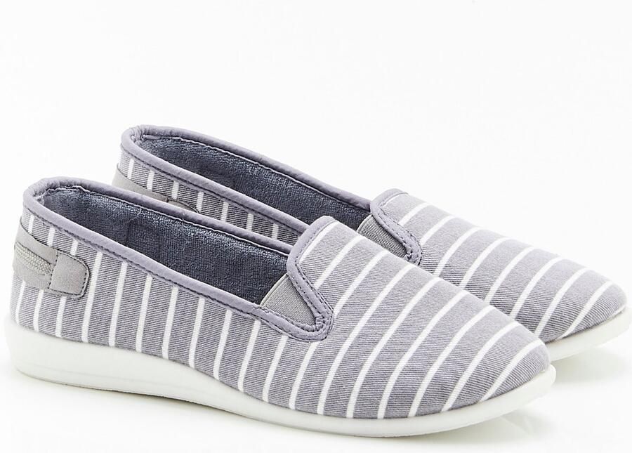 Damart Gestreepte pantoffels Dames Grijs