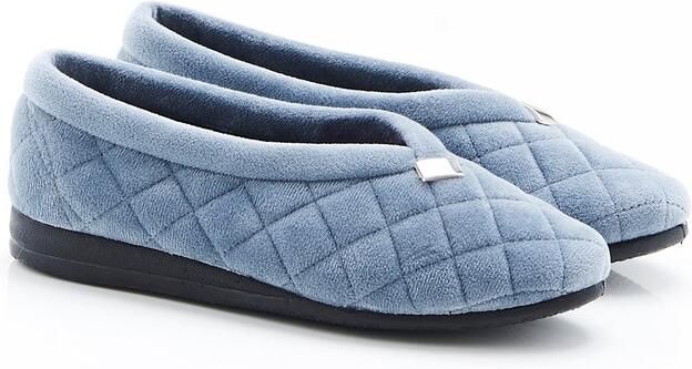 Damart Gewatteerde velours pantoffels Dames Blauw