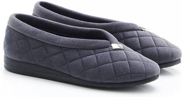 Damart Gewatteerde velours pantoffels Dames Grijs
