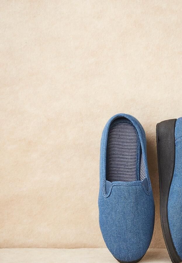 Damart Pantoffels met denim-effect Dames Blauw