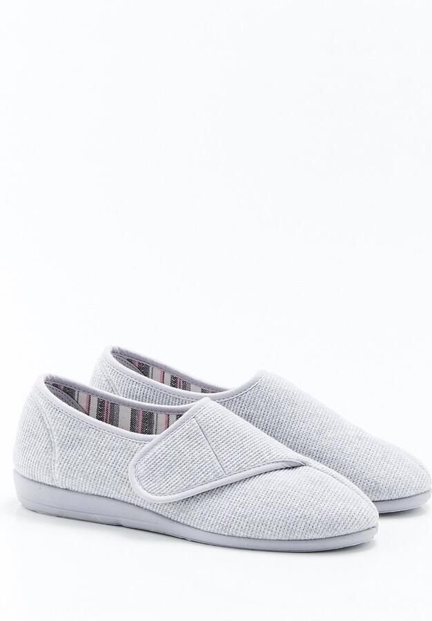 Damart Pantoffels van wafeltricot met kittenband Vrouwen Grijs