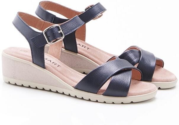 Damart Sandaal in geitenleder met sleehak Dames Blauw