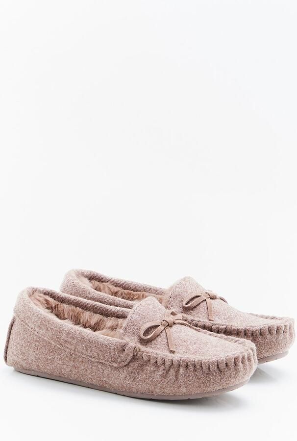 Damart Thermolactyl pantoffels met viltlook Dames Bruin