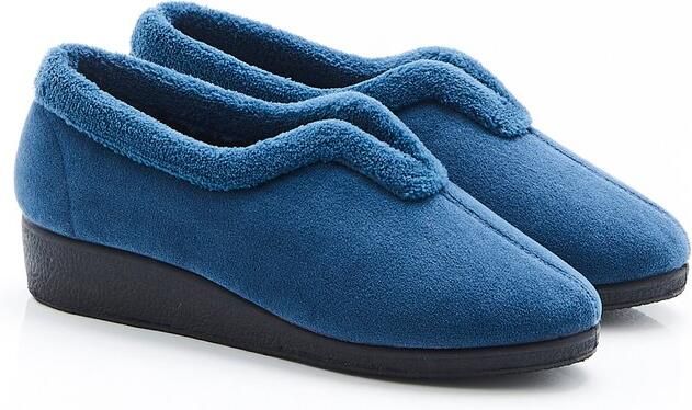 Damart Thermolactyl pantoffels van velours Dames Blauw