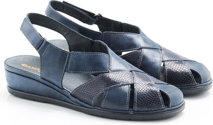 Damart Sandalen met leren bovenwerk California-constructie Dames Blauw