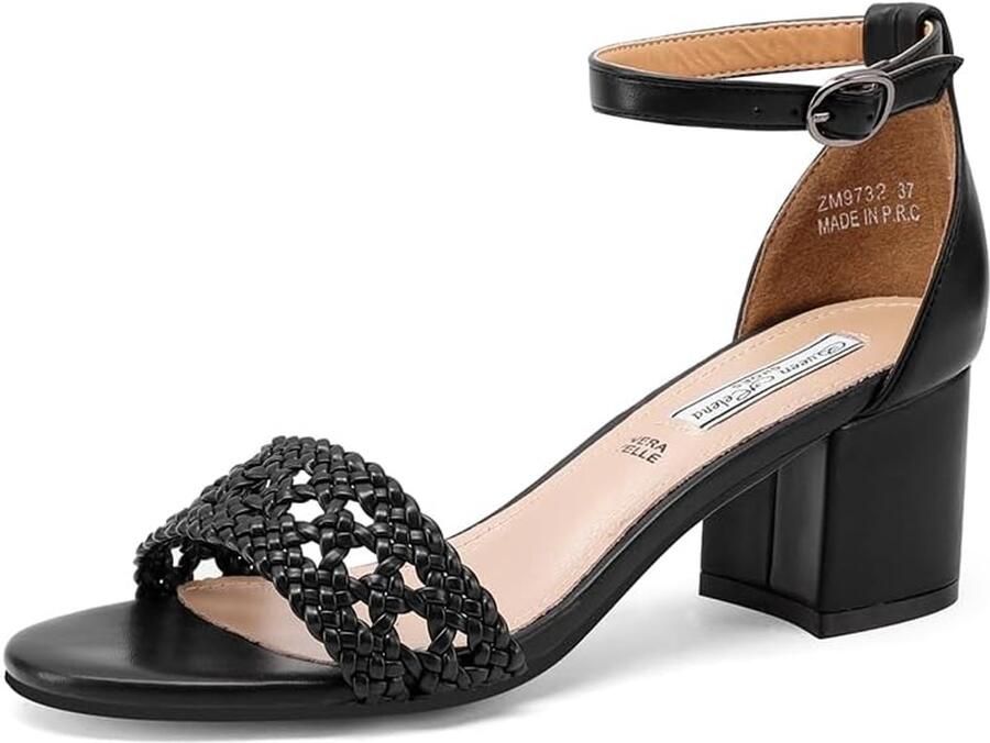 Dames Elegante Lage Hak Sandalen met Bandjes Zwart