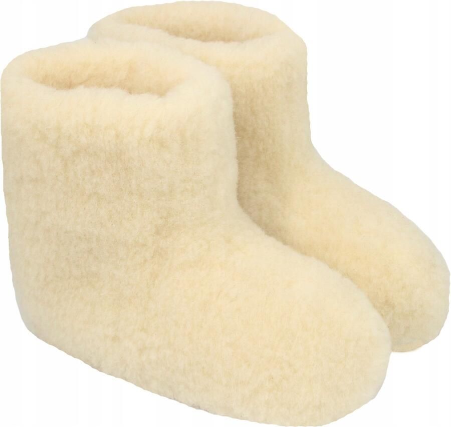Dames Merino Wol Pantoffels Hoge Warme Ecru