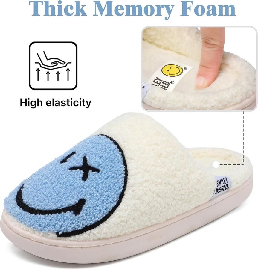 Dames Pantoffels Blauw 40 41 EU Zachte Pluche Pantoffels met Geheugenschuim Voor Binnengebruik