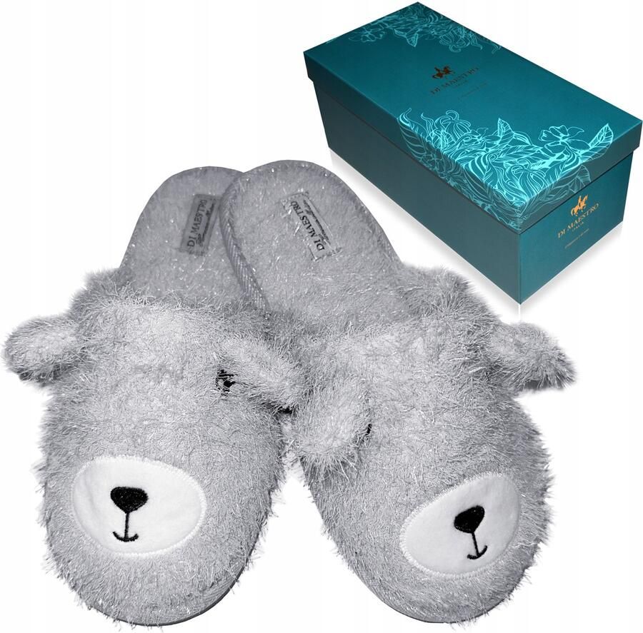 Dames pantoffels met dierenprint grijs