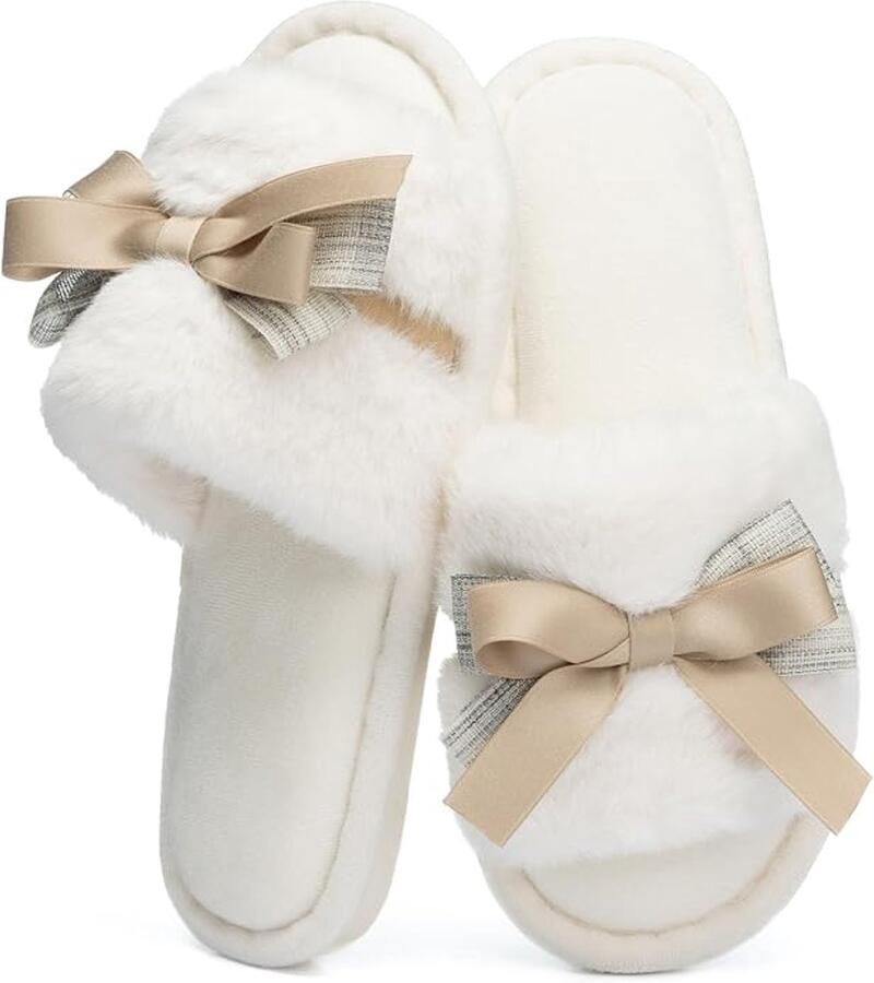 Dames Pantoffels Winter Open Sloffen Warme Pluche Huisslippers Anti-slip met Pluche Voering Antislip Zool