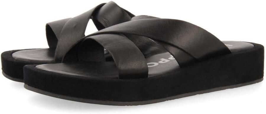 Dames Sandalen Comfortabele Leren Wedge Sandalen Zwart