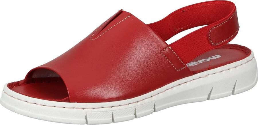 Dames Sandalen Rood Leer Comfortabele Slip-On met Wedge Hak