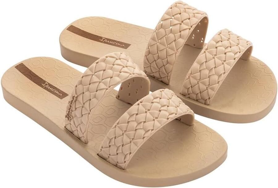 Dames Slippers Beige met Glitter Band