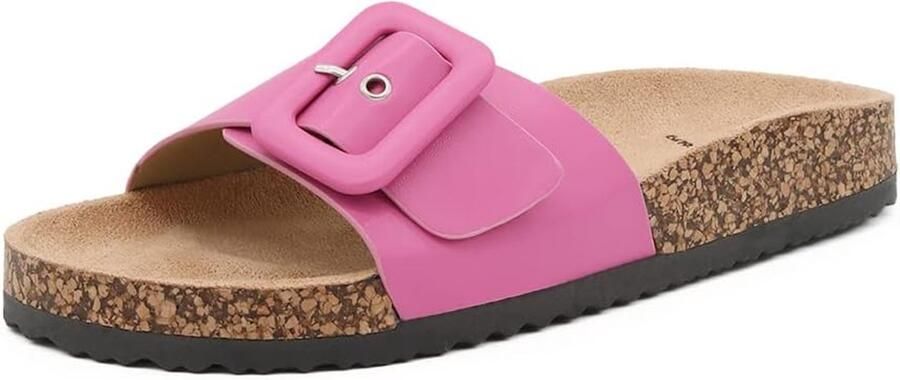 Dames Slippers Fuchsia met Gesp Comfortabele Zomerschoenen