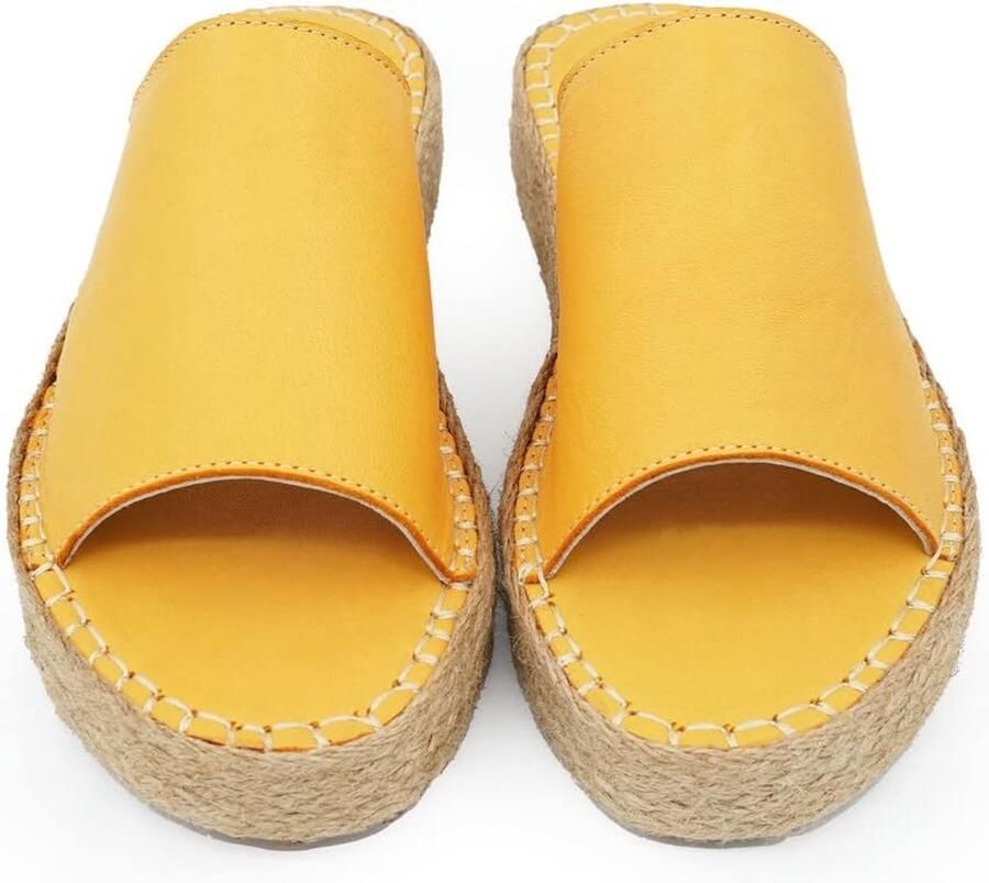 Dames Wedge Sandalen Oranje Leer