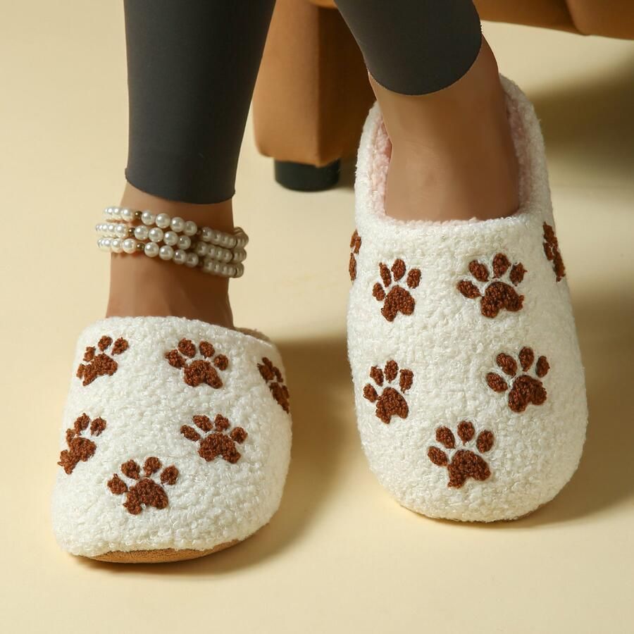 Damesslippers van traagschuim comfortabele en warme binnenslippers zacht en lichtgewicht geschikt voor de late herfst en vroege winter Witte kattenpoot