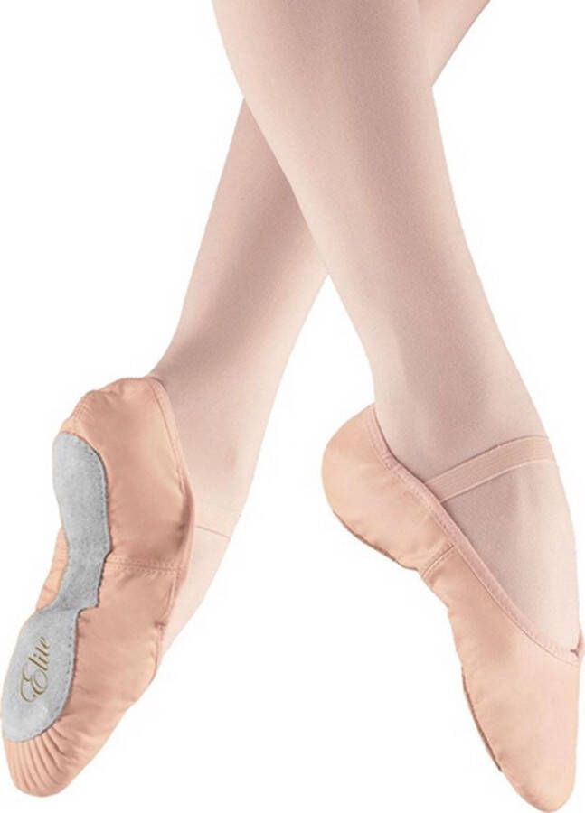 Dancer Dancewear Balletschoenen dames “Elite“ Roze Professionele leren balletschoen Met hele suède zool Ballet schoen met doorlopende zool