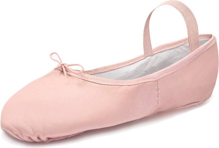 Dancer Dancewear Balletschoenen “Elite“ Roze Professionele leren balletschoen Met hele suède zool Ballet schoen met doorlopende zool