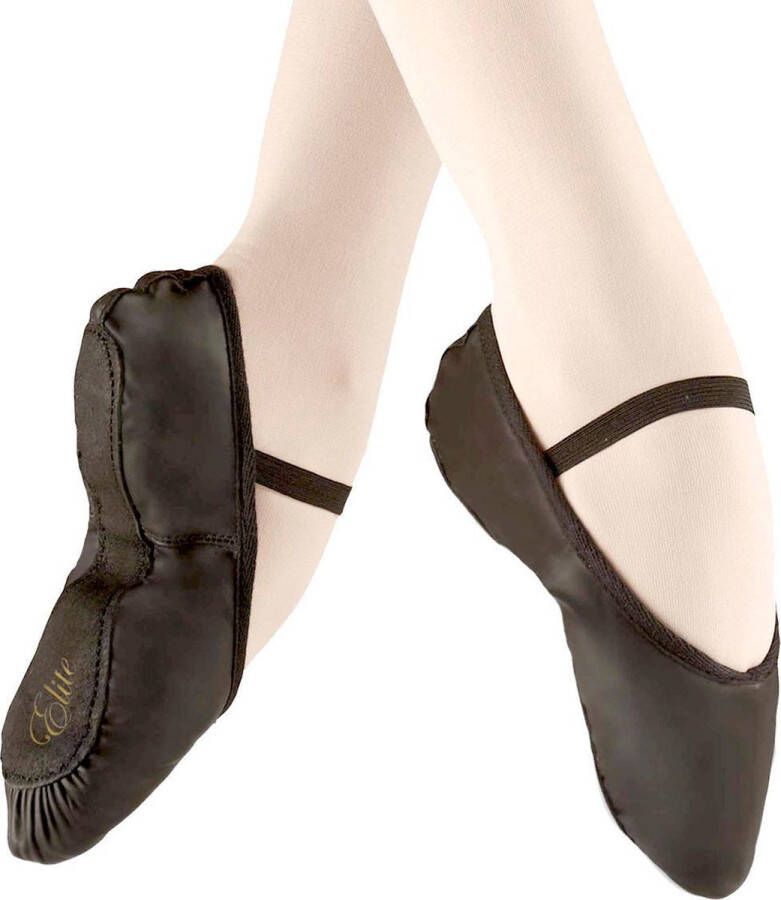 Dancer Dancewear Balletschoenen “Elite“ ZWART Professionele leren balletschoen Met hele suède zool Ballet schoen met doorlopende zool