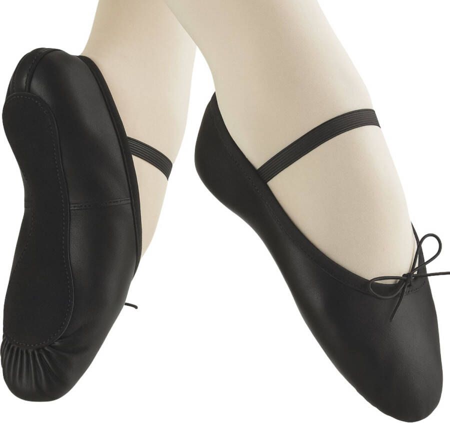 Dancer Dancewear Balletschoenen leer “Elite“ ZWART Professionele leren balletschoen Met hele suède zool Ballet schoen met doorlopende zool