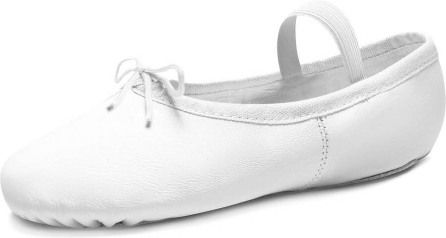 Dancer Dancewear Balletschoenen meisje “Elite“ WIT Professionele leren balletschoen Met hele suède zool Ballet schoen met doorlopende zool