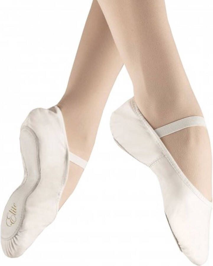 Dancer Dancewear Balletschoenen meisjes “Elite“ Wit Professionele leren balletschoen Met hele suède zool Ballet schoen met doorlopende zool