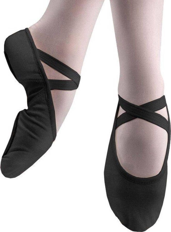 Dancer Dancewear Balletschoenen Splitzool ZWART “StretchPro” Stretch canvas Balletschoen voor dames